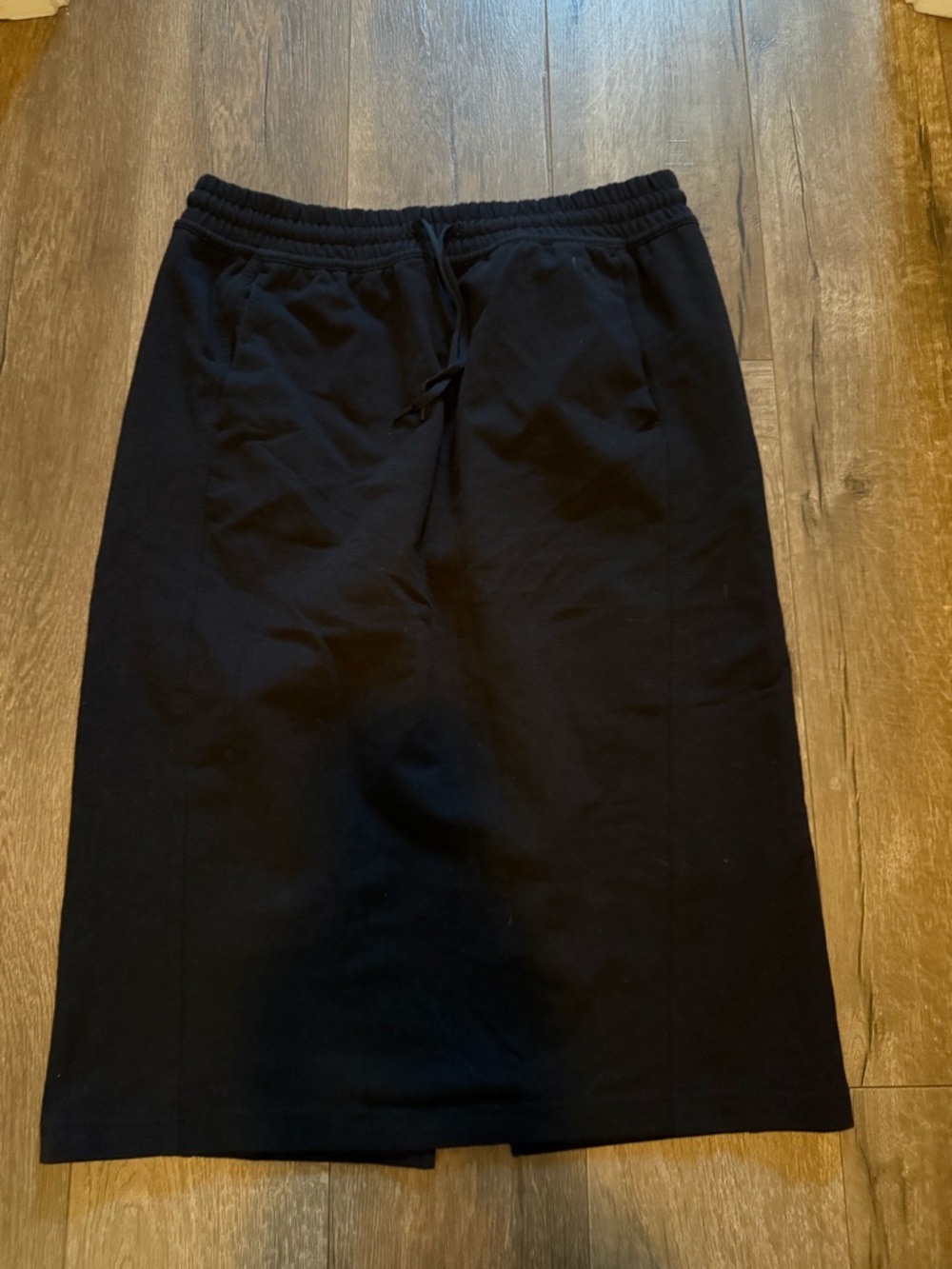 Athleta Black Midi Skirt with Drawstring Waist